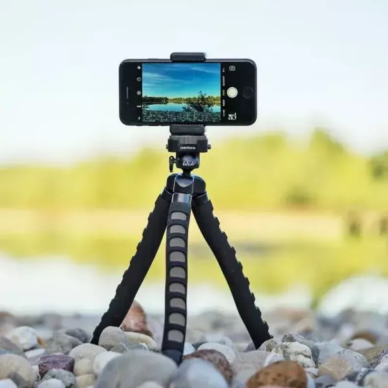 Stativ Mantona 21400 für Digital-/Filmkameras 3 Beine Schwarz Grau