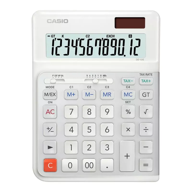 Tischrechner Casio DE-12E-WE Basic 12-stellig Weiß