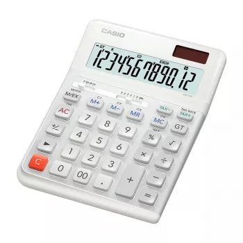 Tischrechner Casio DE-12E-WE Basic 12-stellig Weiß