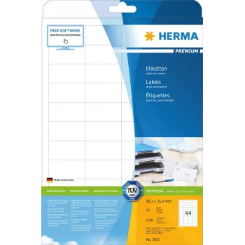 HERMA Premium Etiketten A4 48,3x25,4 mm 1100 Stück