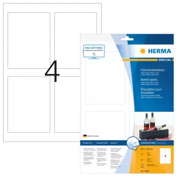 Selbstklebende Druckeretiketten HERMA Flaschenetiketten A4 Inkjet 90x120 mm
