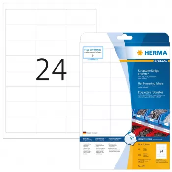 Selbstklebendes Druckeretikett HERMA Labels strapazierfähig A4 66x33,8 mm