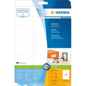 Selbstklebende Druckeretiketten HERMA Labels Premium A4 70x37 mm