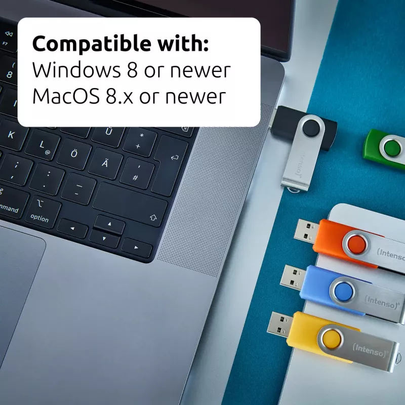 INTENSO Office Line USB-Stick-Multipack 5×64 GB, USB-A, USB 3.2 Gen 1, Swivel, mehrfarbig