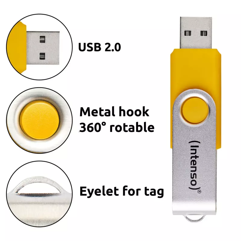 INTENSO Office Line USB-Stick-Multipack 5×64 GB, USB-A, USB 3.2 Gen 1, Swivel, mehrfarbig
