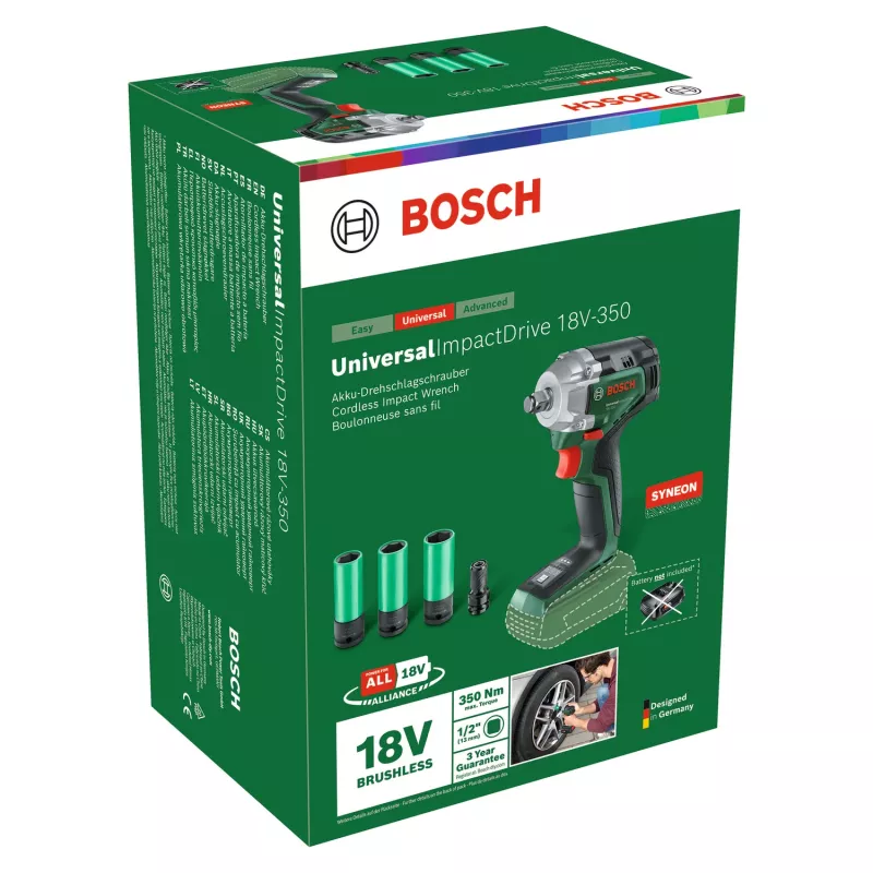Bosch UniversalImpactDrive 18V-350 (Bare tool + Hex-Adapter + 3 Nüsse 17, 19, 21 mm)