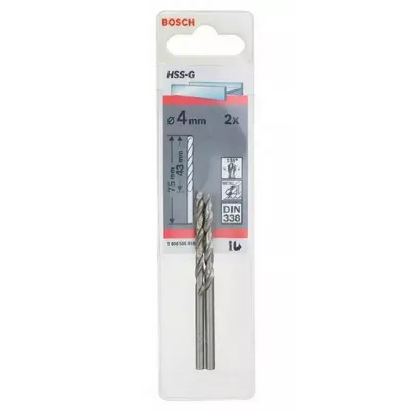 Spiralbohrer Bosch Metallbohrer HSS-G DIN 338 4 mm 2 Stück