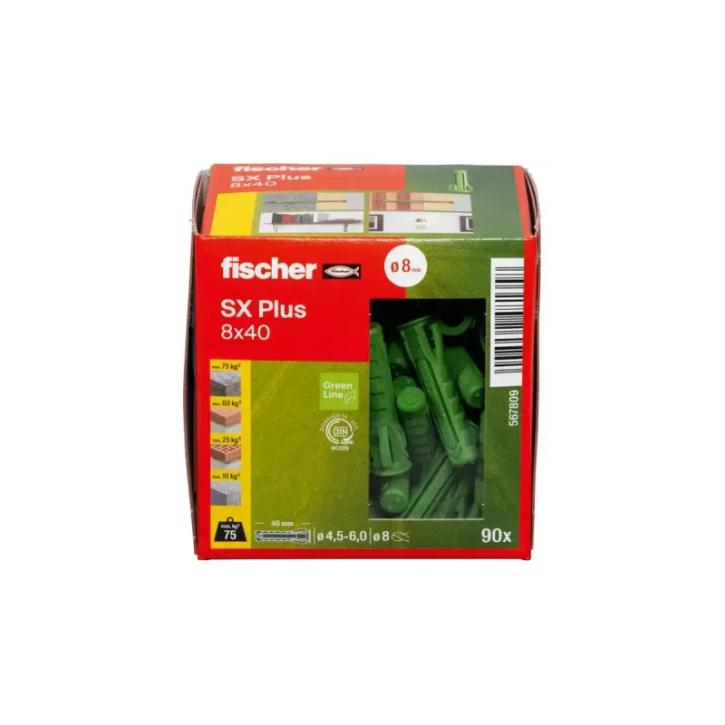 Expansionsanker Fischer 567809 40 mm 8 mm Grün 90 Stück