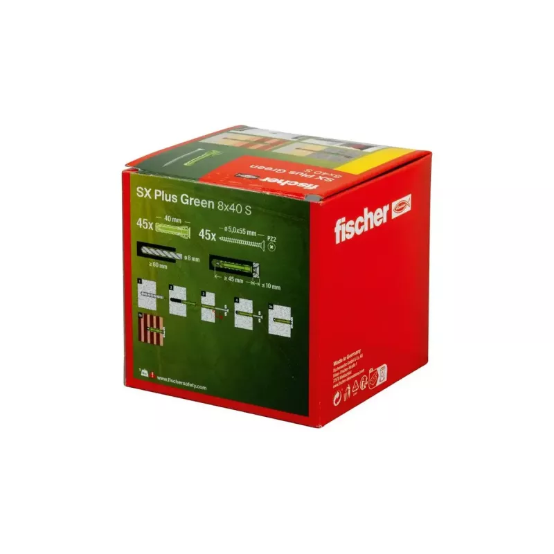 Schrauben- und Dübelset Fischer 567814 45 Stück 8 mm Durchmesser 40 mm Länge