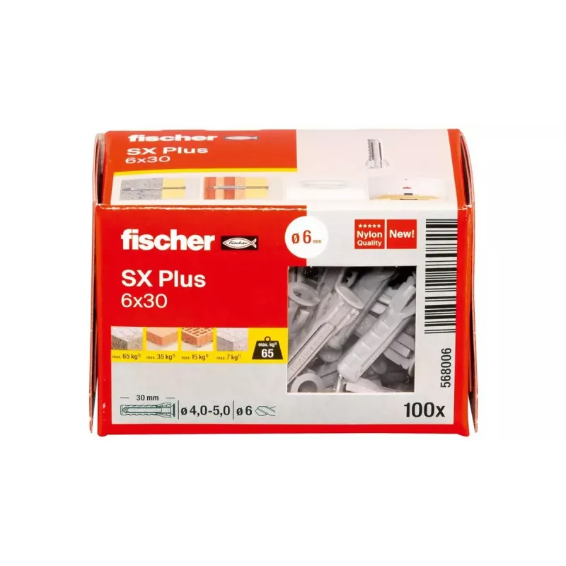 Fischer 568006 Expansionsdübel 30 mm Nylon 6 mm 100 Stück