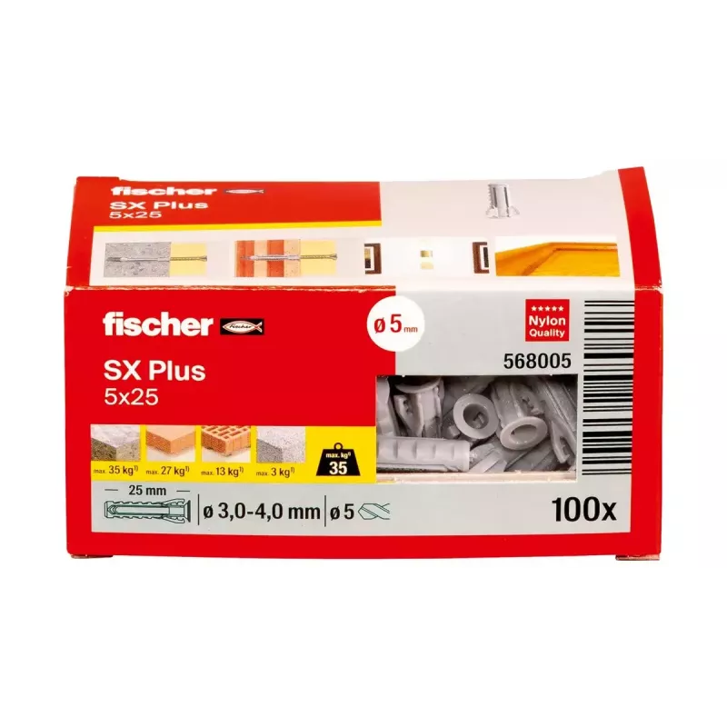Expansionsdübel Fischer 568005 5 mm 25 mm Nylon 100 Stück