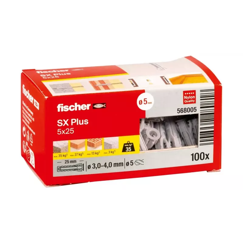 Expansionsdübel Fischer 568005 5 mm 25 mm Nylon 100 Stück