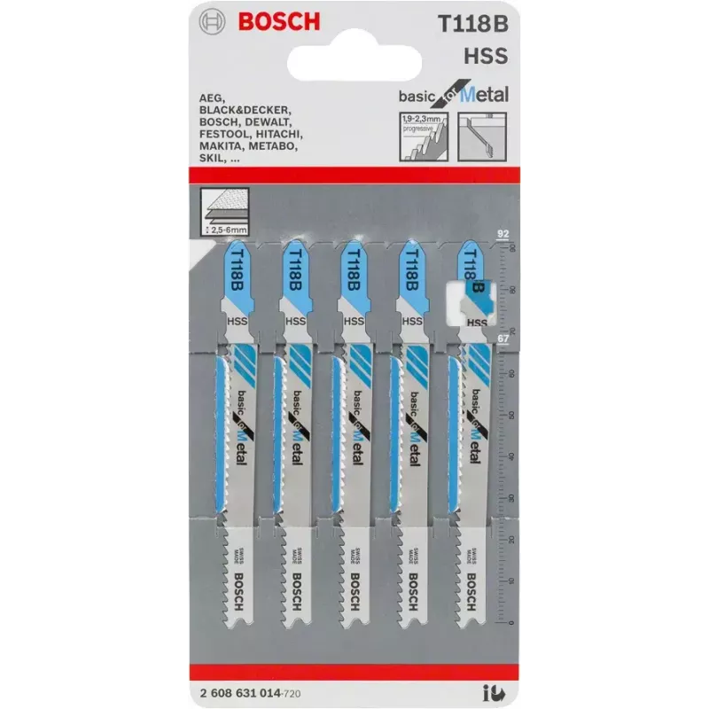 Stichsägeblatt Bosch T 118 B Hochgeschwindigkeitsstahl HSS 5 Stück