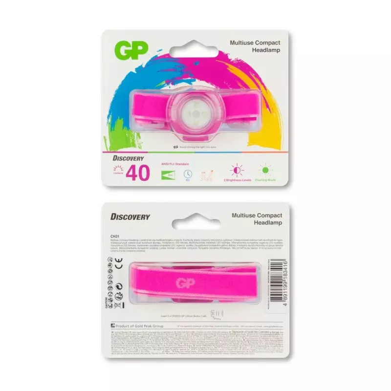Stirnlampe GP Batterien CH31002 Pink