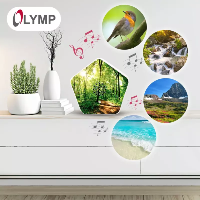 Klangerzeuger Olympia Sounds of Nature, weiß, kompakte Abmessungen 135×30×130 mm
