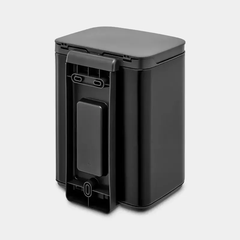 Abfalleimer Brabantia Bo 4 L rechteckig, Stahlgehäuse, schwarz, 200×172×272 mm