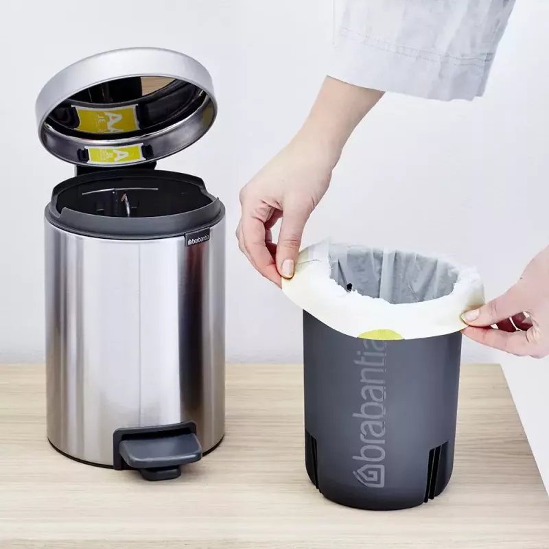 Treteimer Brabantia newIcon Rund Edelstahl gebürstet