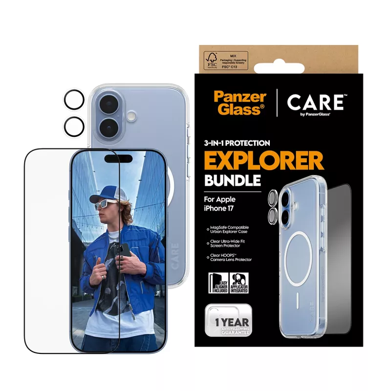 PanzerGlass CARE 3-in-1 Flagship Explorer Bundle iPhone 17 Kratz- und Stoßfest