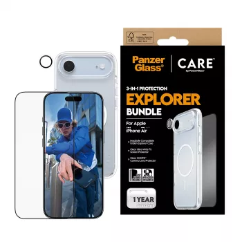 Bildschirmschutz-Kit PanzerGlass 3-in-1 Explorer Set CR66372 für iPhone 17 Air (gehärtetes Glas, Kameraschutz, Reinigungswerkzeuge)