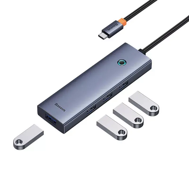 Baseus 4in1 Hub UltraJoy USB-C auf USB 3.0 Grau Kabel