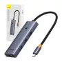 Baseus 4in1 Hub UltraJoy USB-C auf USB 3.0 Grau Kabel