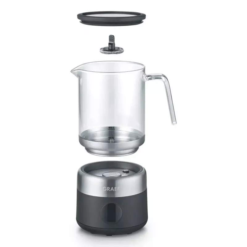Milchaufschäumer Graef MS802 Automatik — 600 W, Glaskanne, Edelstahl & Schwarz