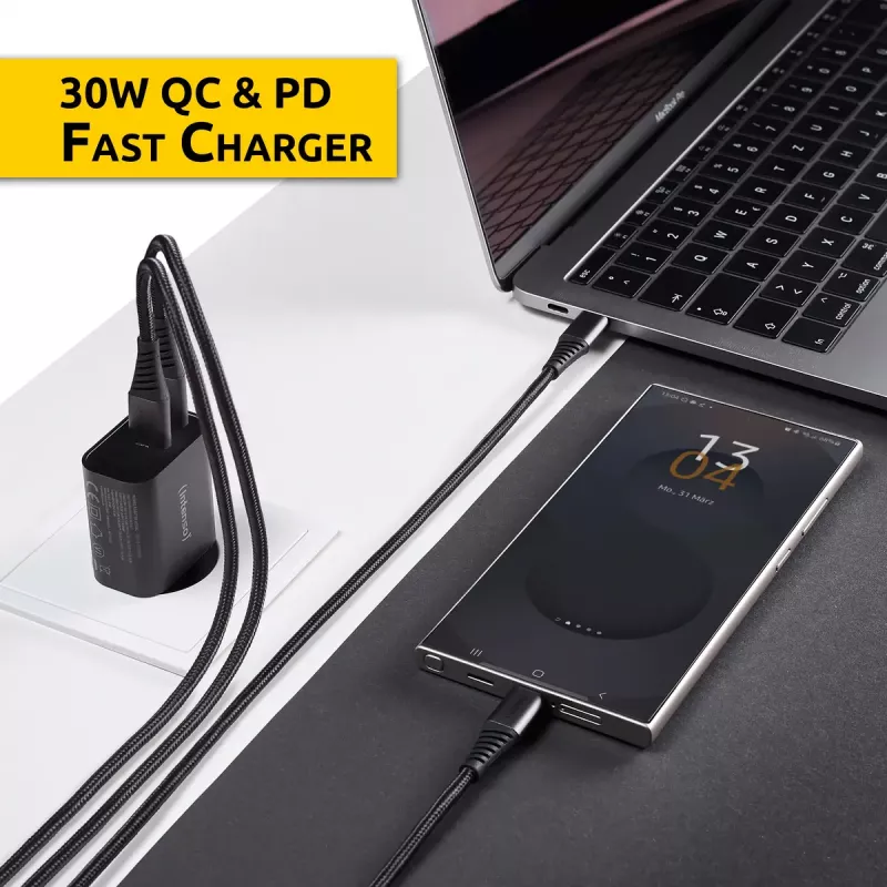 Netzteil Intenso W30AC 30 W USB-A USB-C Schwarz