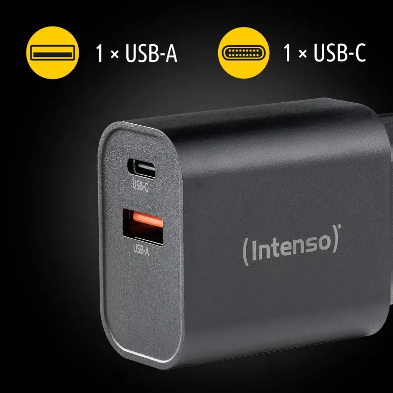Netzteil Intenso W30AC 30 W USB-A USB-C Schwarz