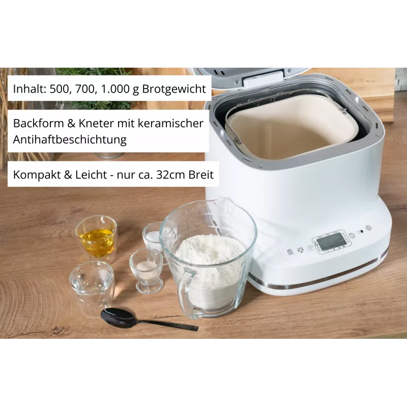 Brotbackautomat Unold Esge Backmeister Bernd 68120 — 550 W, max. Brotgewicht 1 kg, weiß, Kunststoffgehäuse