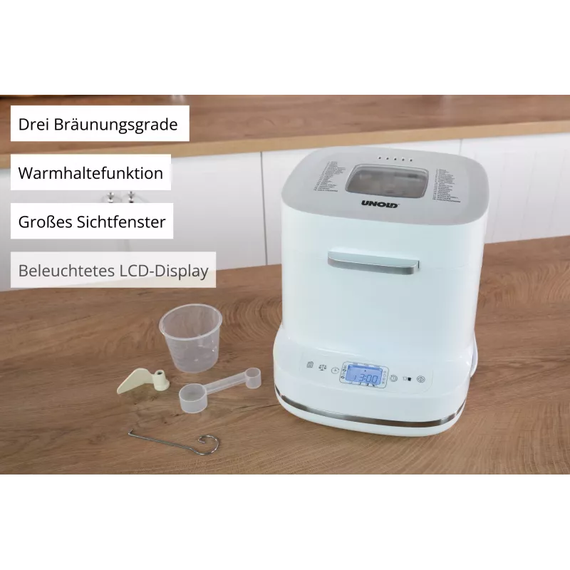 Brotbackautomat Unold Esge Backmeister Bernd 68120 — 550 W, max. Brotgewicht 1 kg, weiß, Kunststoffgehäuse