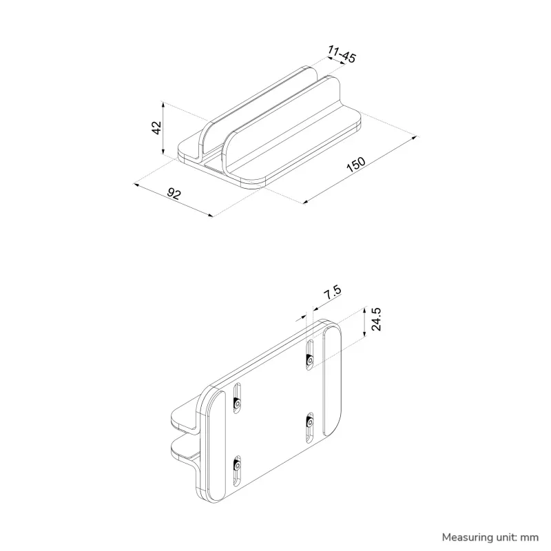 Laptop-Halter Neomounts NSLS300SILVER 11–17 Zoll Aluminium, Höhe 0–42 mm, Breite 0–150 mm, Tiefe 0–92 mm, Silber