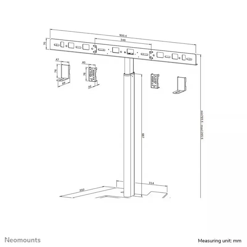 Neomounts AV80-500BL Videobar-Bodenständer - VESA - max. 10 kg - universal