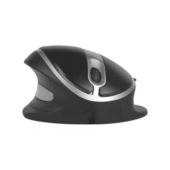 BakkerElkhuizen Oyster Kabelmaus, beidhändig, vertikales Design, Laser, USB Typ-A, 1200 DPI, Schwarz, Silber