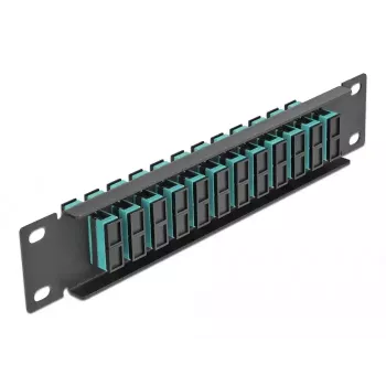 Glasfaser-Patchpanel DeLOCK 10 Zoll 12 Port SC Duplex aqua 1U schwarz