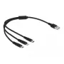 USB-Ladekabel DeLOCK 3-in-1 Typ-A auf Lightning, Micro-USB, USB Typ-C 30 cm schwarz