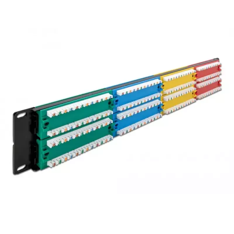 DeLOCK 19 Zoll Patch Panel 48 Port Cat.5e 2HE farbig RJ-45