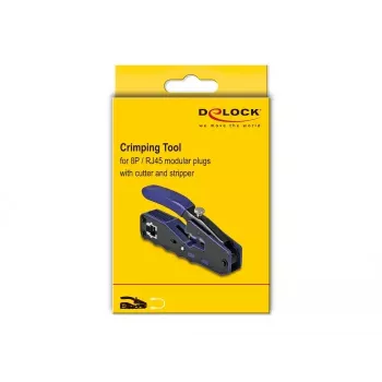 DeLOCK 90577 Kabel-Crimpzange Crimpwerkzeug Schwarz Blau Breite 62 mm Länge 135 mm Höhe 20 mm