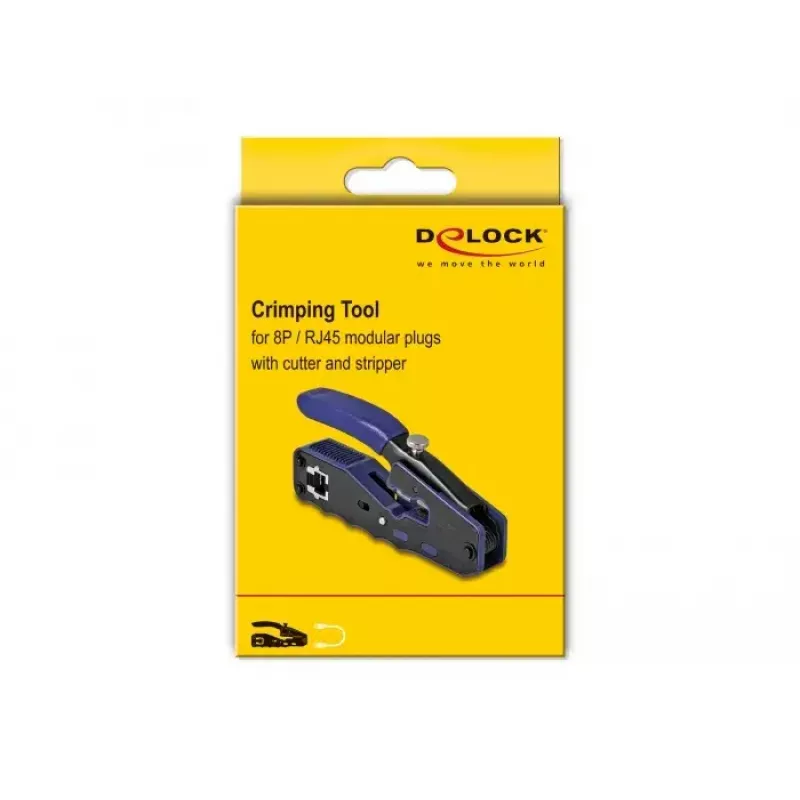 DeLOCK 90577 Kabel-Crimpzange Crimpwerkzeug Schwarz Blau Breite 62 mm Länge 135 mm Höhe 20 mm