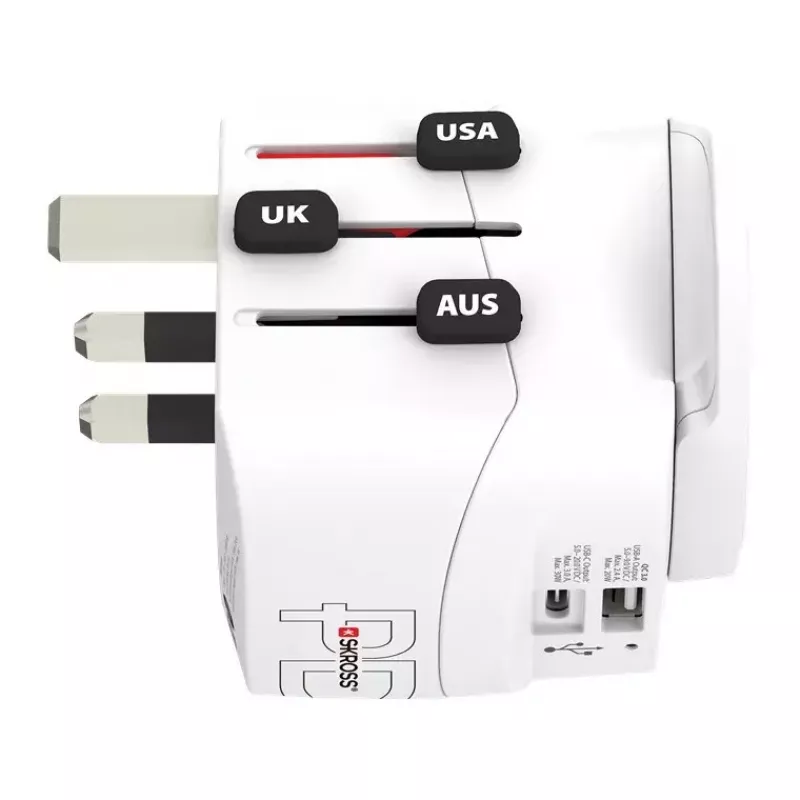 Power Plug Adapter Skross 61663 Universal Weiß 100-250V 2,4A USB