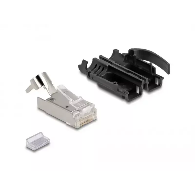 DeLOCK RJ45 Modularstecker-Set Cat.6A 25 St. Zugentlastung zuverlässiger Knickschutz