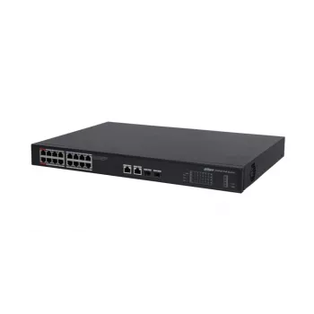 Dahua Technology PoE DH-PFS3220-16GT-190 Netzwerk-Switch Unmanaged L2 Gigabit Ethernet (10/100/1000) Power over Ethernet (PoE) 1U Schwarz