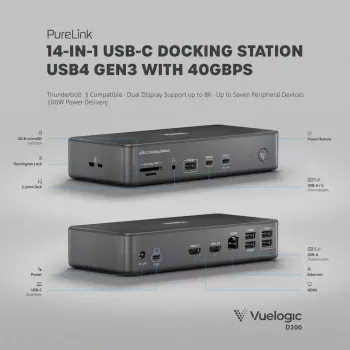 Laptop-Dock PureLink VL-D200 Kabelgebunden Grau USB Power Delivery HDMI 2.0