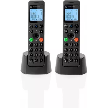 DECT-Telefon Motorola DOT202 Twin schnurloses Handgerät Anruferkennung Schwarz