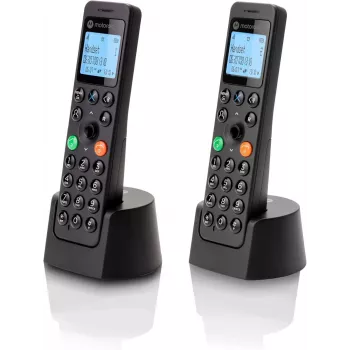 DECT-Telefon Motorola DOT202 Twin schnurloses Handgerät Anruferkennung Schwarz