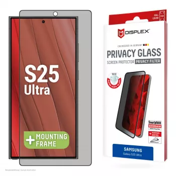 Displex Privacy Screen Protector (10H) für Samsung Galaxy S25 Ultra, Eco-Montagerahmen, Privacy-Filter