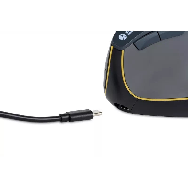 BakkerElkhuizen FastForward Maus, rechtshändig, vertikales Design, optisch, RF Wireless + Bluetooth + USB Typ-C, 500 DPI, grau