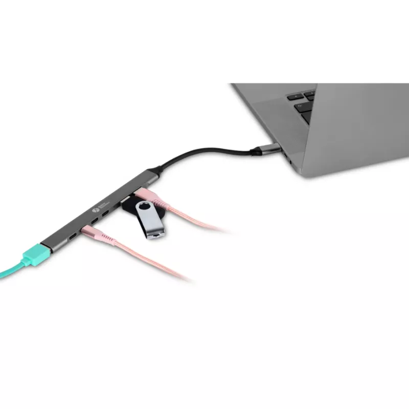 USB-C Hub 7-in-1 BakkerElkhuizen BNECHUB3A4C — 7 Anschlüsse (USB 3.2 Gen1 A, USB 3.2 Gen1 C, USB 2.0), Aluminiumgehäuse, grau/schwarz