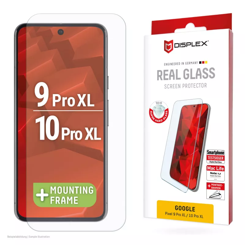 Displex Displayschutzfolie (10H) für Google Pixel 9 Pro XL, Pixel 10 Pro XL, Eco-Montagerahmen, kratzfest