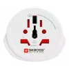 Reiseadapter SKROSS World to Europe — Universaleingang auf europäische Steckdose, weiß, 64×58×47 mm