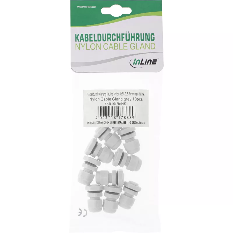 InLine Kabelverschraubung Nylon IP68 4 - 8 mm grau 10 Stk.